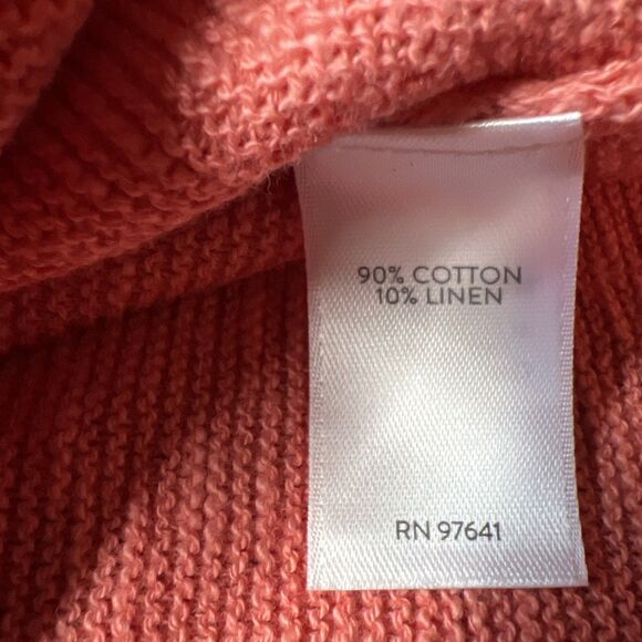 J Jill Purejill Boxy Loose Knit Tunic Sweater Womens XL Pink Coral Short Sleeve - Picture 5 of 7